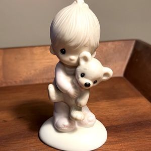 Jesus Loves Me- Precious Moments-Darling boy figure with teddy bear.Vintage-1978